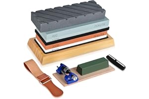 Knife Sharpening Stone Set , Premium Whetstone 400/1000 3000/8000 Grit Waterstone Kit, Sharpening Stone with Non-Slip Bamboo 