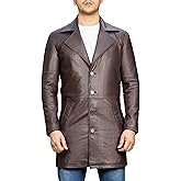 Jild Leather Trench Coat Men - 3/4 Length Casual Car Coat Style Lambskin Long Leather Jacket Men