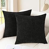 CaliTime Throw Pillow Covers Decorative 20 X 20 Inches Pack of 2 Cozy Chenille Cushion Cases for Couch Sofa Bed Living Room Home Black