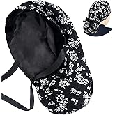 ABAMERICA Scrub Caps for Women Surgical Caps Nurse Hat Functional Ponytail Holder for Long Hair Single or Satin-Lined