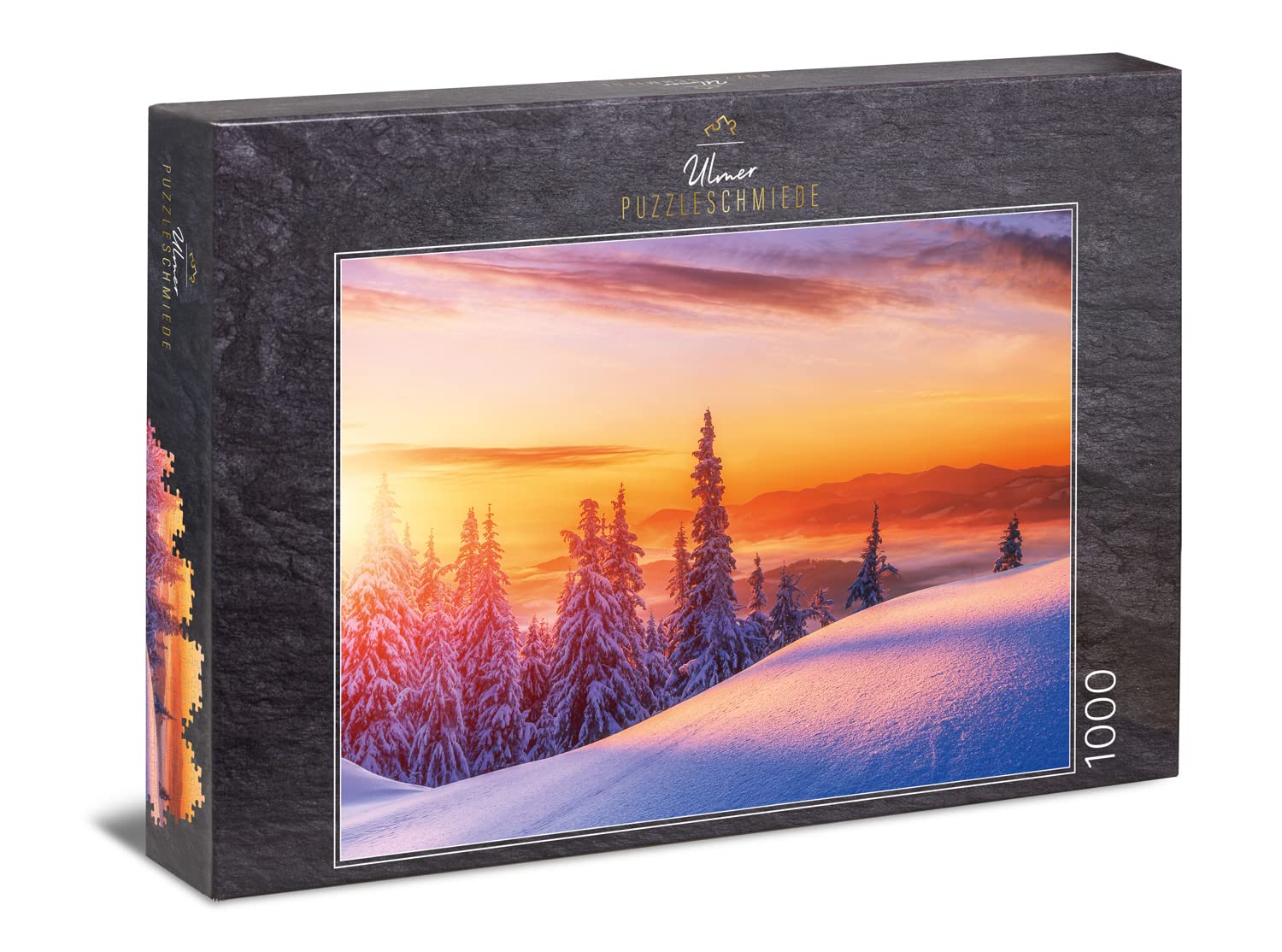 Ulmer Puzzleschmiede - Puzzle "The Far Awakens" - Classic 1000 piece jigsaw Puzzle - Lonely Winter Landscape in the Morning Sun - A Game with Light and Shadow in Winter and Nature