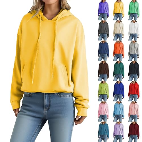Oversized Jumper Hoodies for Women UK Cropped Hoodie with Drawstring and High Waistband, Casual Long Sleeve Pullover Top for Ladies, Trendy Longline Hoodie Women