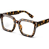 livho Oversized Eyewear Frame for Woman and Men - Rectangle Fashion Glasses for Computer, Chic Preppy Frame