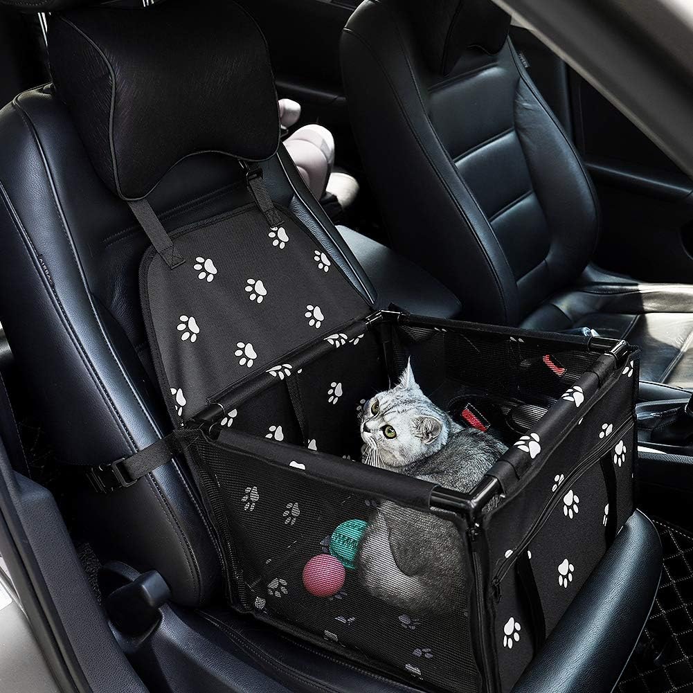 HIPPIH Small Dog Car Seat, Upgraded Sturdy Pet Car Seat for Medium Dogs with Whole PVC Bars Frame, Dog Booster Seats for Vehicles with Anti-Skid Mat, Puppy Car Seat for Pets Under 11 lb : Pet Supplies