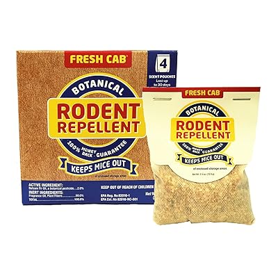 Fresh Cab Botanical Rodent Repellent - Environmentally Friendly, Keeps Mice Out, 4 Scent Pouches