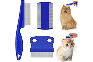 FEELGLAD 3 Pcs Pet Flea Combs, Fine Teeth Pet Comb Grooming Set for Cat Dog Flea Lice Float Hair and Tear Stain Remover Combs Fine Tooth Grooming Tool
