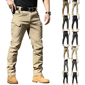 Cargo Work Pants for Men 2026 Tactical Stretch Casual Waterproof Travel Hiking Pant with Multi Pockets (No Belt)