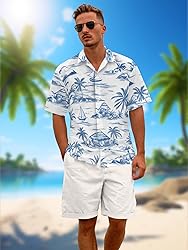 Hawaiian Shirts for Men Summer Beach Casual Short