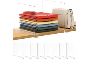 Famyards 8 Pack 12 Inches [Extra Tall Version] Clear Shelf Dividers for Organization, Acrylic Closet Shelf Vertical Shelves Organizer for Bedroom, Kitchen and Office