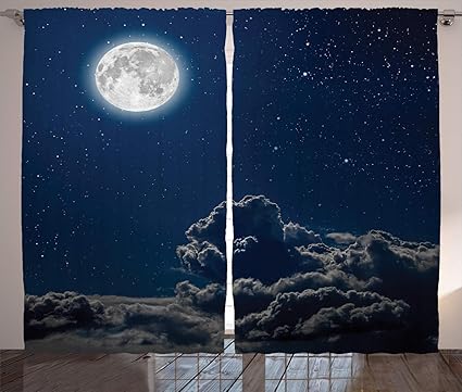 Amazon Com Ambesonne Galaxy Curtains 2 Panel Set Moon And
