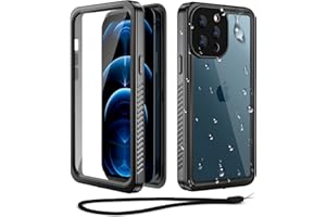WIFORT for iPhone 12 Pro Max Waterproof Case - [Certified Water Proof & Military Protection] with [Built-in Screen Protector], Full Body Shockproof Phone Case Cover for 12 Pro Max 6.7" - Black