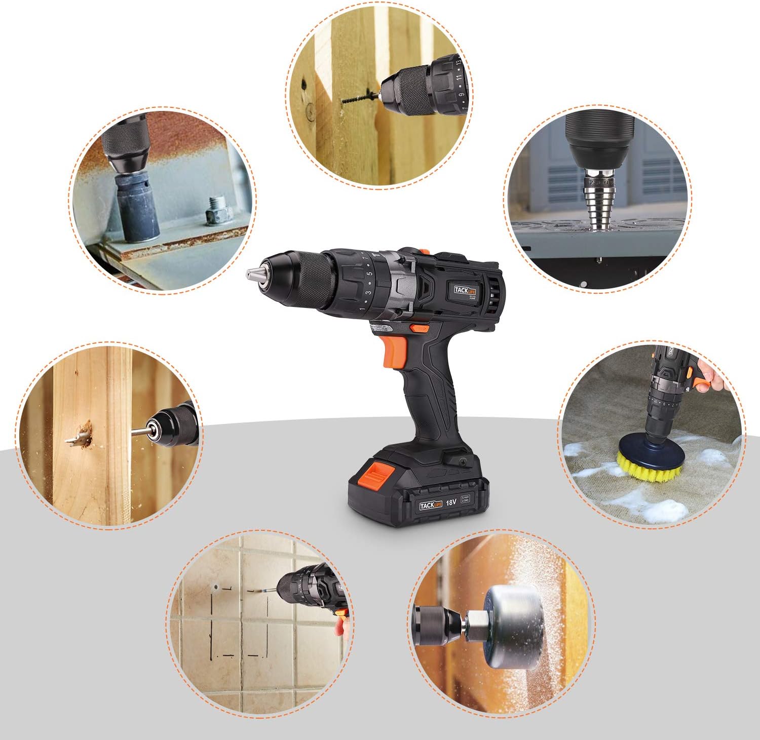 Super Saturday Cordless Drill TACKLIFE 18v Electric Drill With Hammer 2pcs 2 0A Li Ion Batteries