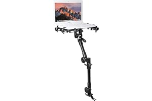 CTA DIGITAL Laptop Vehicle Mount – CTA Premium Drill-Free Laptop Mount with Telescoping Height-Adjustable Arm Segments and 360-Degree Rotation – Compatible with Any Laptop 10.125-14.875" in Width (AUT-MFVM)