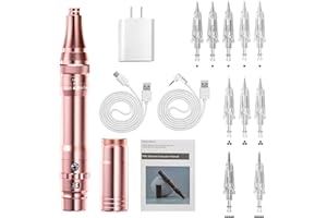 Whalrace PMU Machine, cordless Permanent Makeup Machine Kit with 10 PMU Needles & 1 Lithium Battery, Tattoo Machine Microblading Machine for Eyebrows, Lips, Eyeliners - Rose Gold