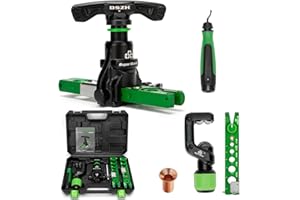 DREWDELL HVAC Flaring Tool Kit for 1/4" - 3/4" Copper Pipe Flare Tool 45°Eccentric Single Tubing Flaring Tool with Pipe Cutter & Deburring Tool for Copper Aluminum Pipes Refrigeration Air Conditioner Repair