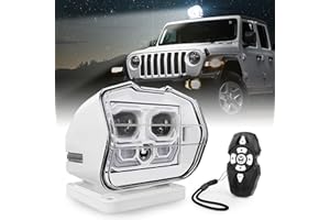 MOVOTOR LED Search Light Wireless Remote Control 360°Rotating Automatic Search Spotlight with Strong Magnetic Base Permanent 