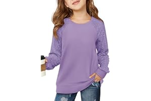 Haloumoning Girls Sweatshirts Kids Casual Cable Knit Long Sleeve Shirts Tunic Tops 4-14 Years