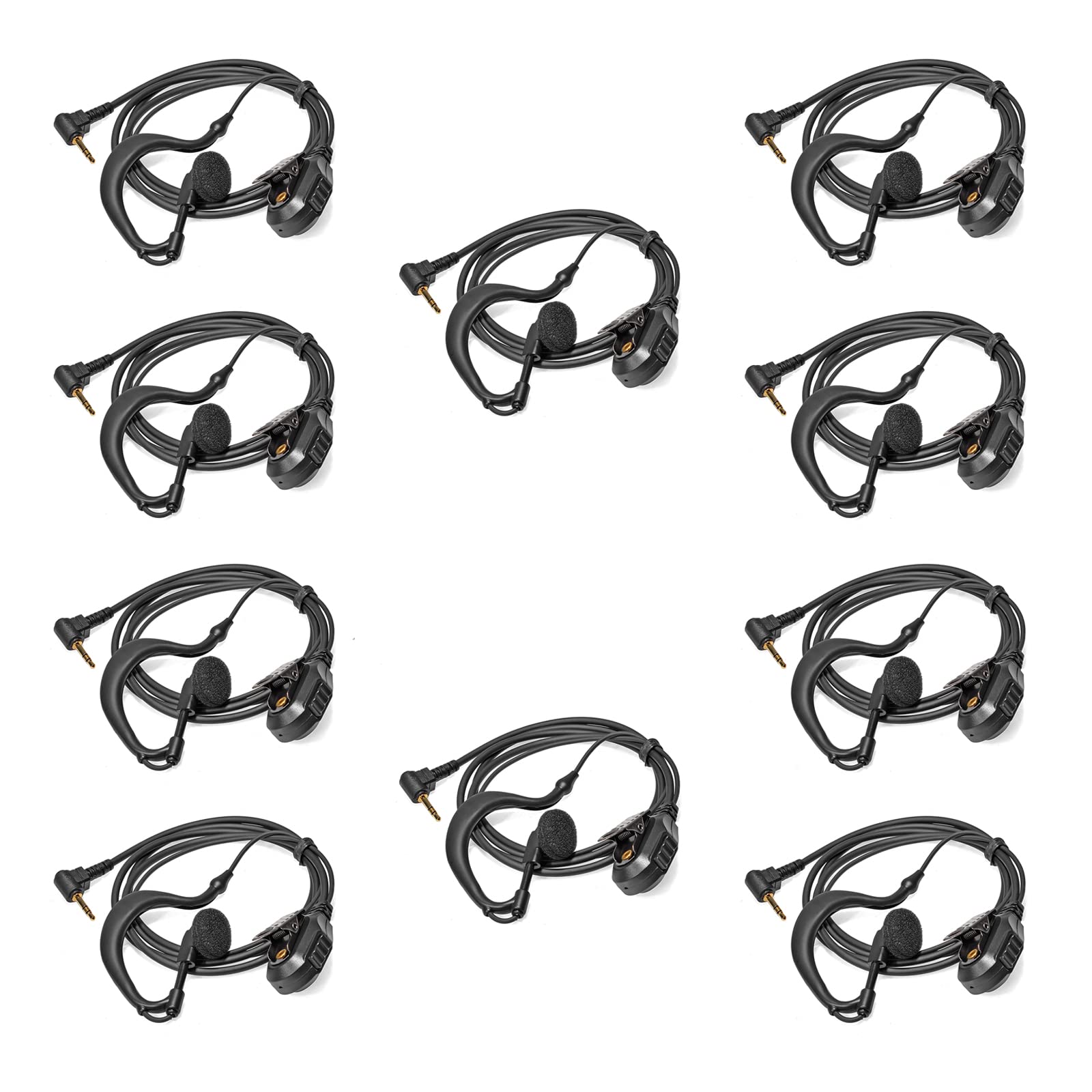 HYSHIKRA 2.5mm G-Shape Earpiece with Mic 1 Pin Walkie Talkie Headset Compatible for Motorola TLKR T60 T61 T62 T81 T80 T82 Extreme Hunter HYT TC-320 2 Way Radio (10 Pcs)