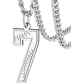 FaithHeart Lucky Number Pendant Necklace for Men Women, Stainless Steel Athlete Sports Jewelry Personalized Customizable