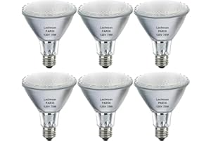 Lachesan Par30 Long Neck Halogen Flood Light Bulbs 6pcs, 75W Equivalent, 120V 2700K Warm White Dimmable High Brightness, E26 Base, Great for Accent Lighting, Tracking Light, Recessed Light Bulb