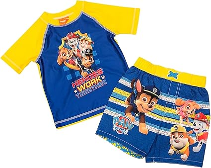 paw patrol swim trunks and rash guard