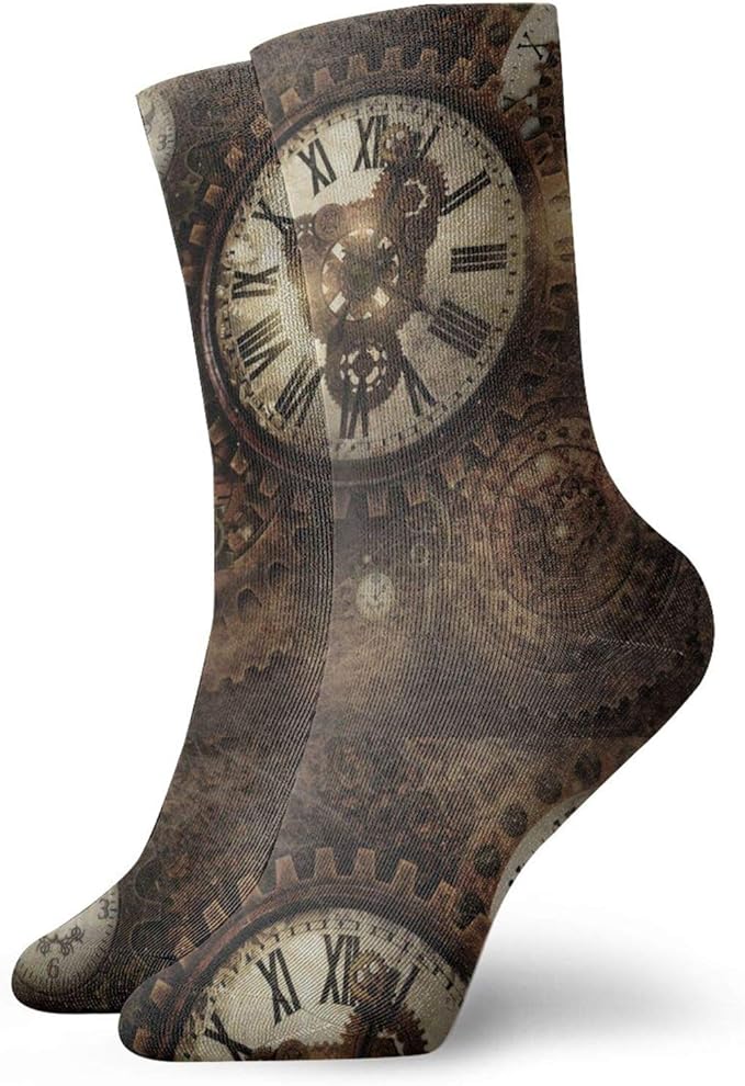 Vintage Steampunk Clocks Ankle Socks For Men Women Funny Crew Socks