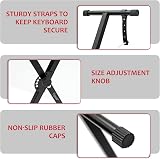 Crystals Single Braced X Frame Music Keyboard Stand and Chair Set Black view 5