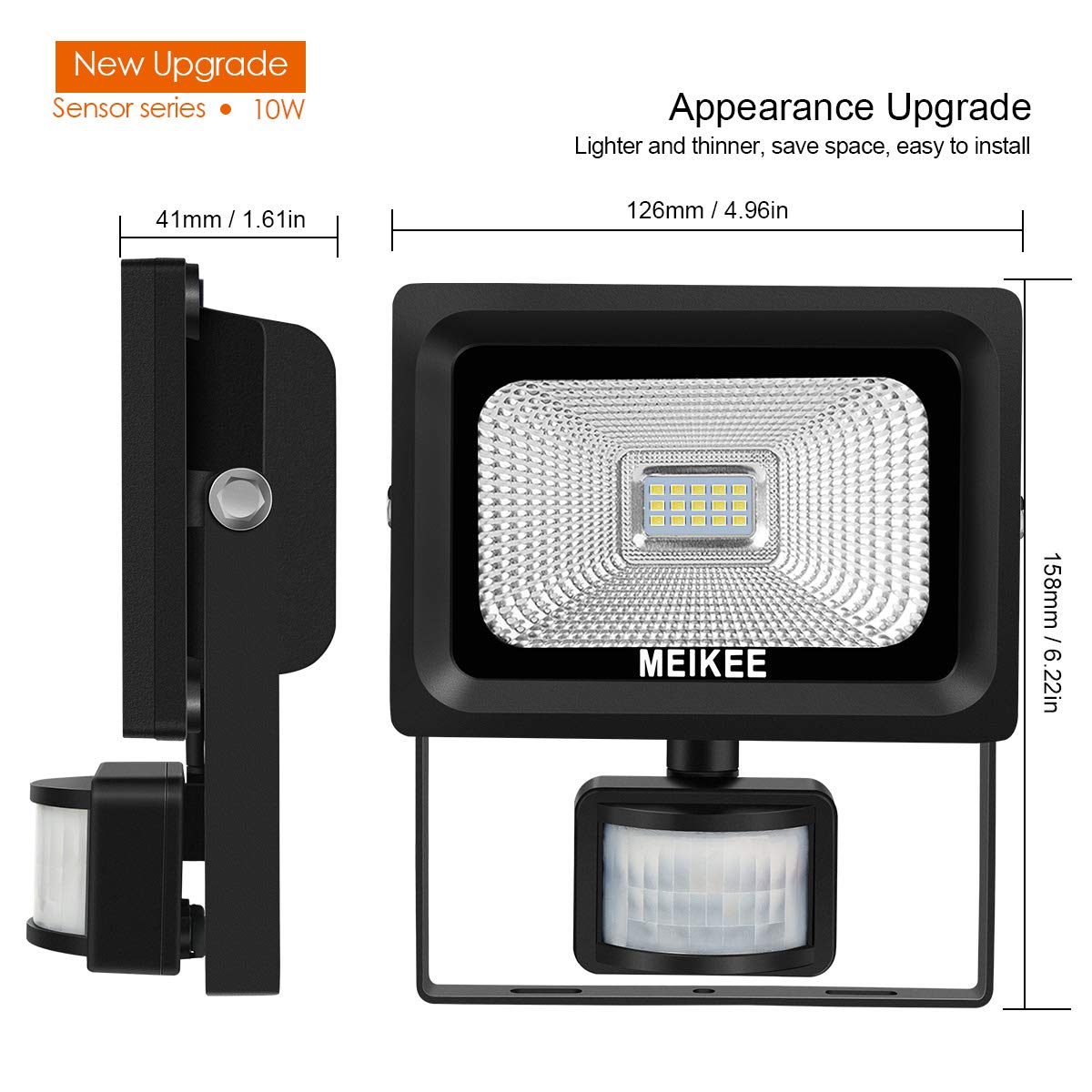 MK Security Lights with Motion Sensor, 10w Led Sensor Outdoor light, IP66 Waterproof Security Lighting, High Output 1000lumen, Super Bright LED PIR Floodlight, Ideal for Garden, Car park, Hotel and Forecourt, Daylight White