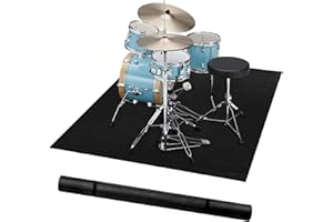 Alytree Drum Rug | 4x6Ft, Drum Mat with Non-Slip Grip Bottom & Noise Reduction, Soundproof Drum Pad for Studio, Apartment, Outdoor, Electric Drum Accessories Gift for Drummers, Black