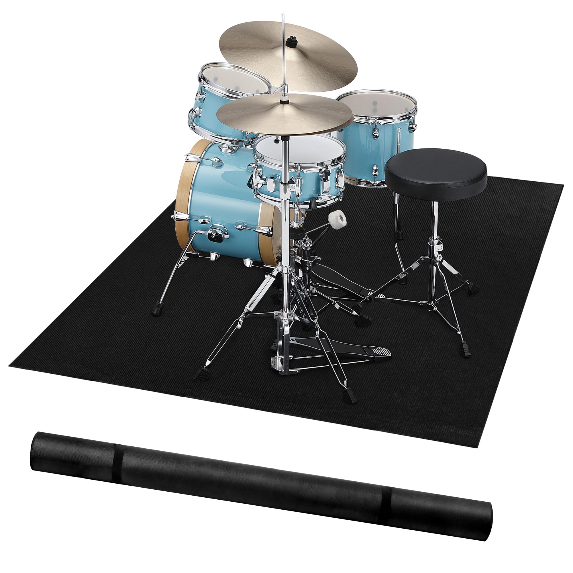 Photo 1 of Alytree Drum Rug | 4 x 6Ft, Drum Mat with Non-Slip Grip Bottom & Noise Reduction, Soundproof Drum Carpet for Studio, Apartment, Outdoor, Electric Drum Accessories Gift for Drummers, Black