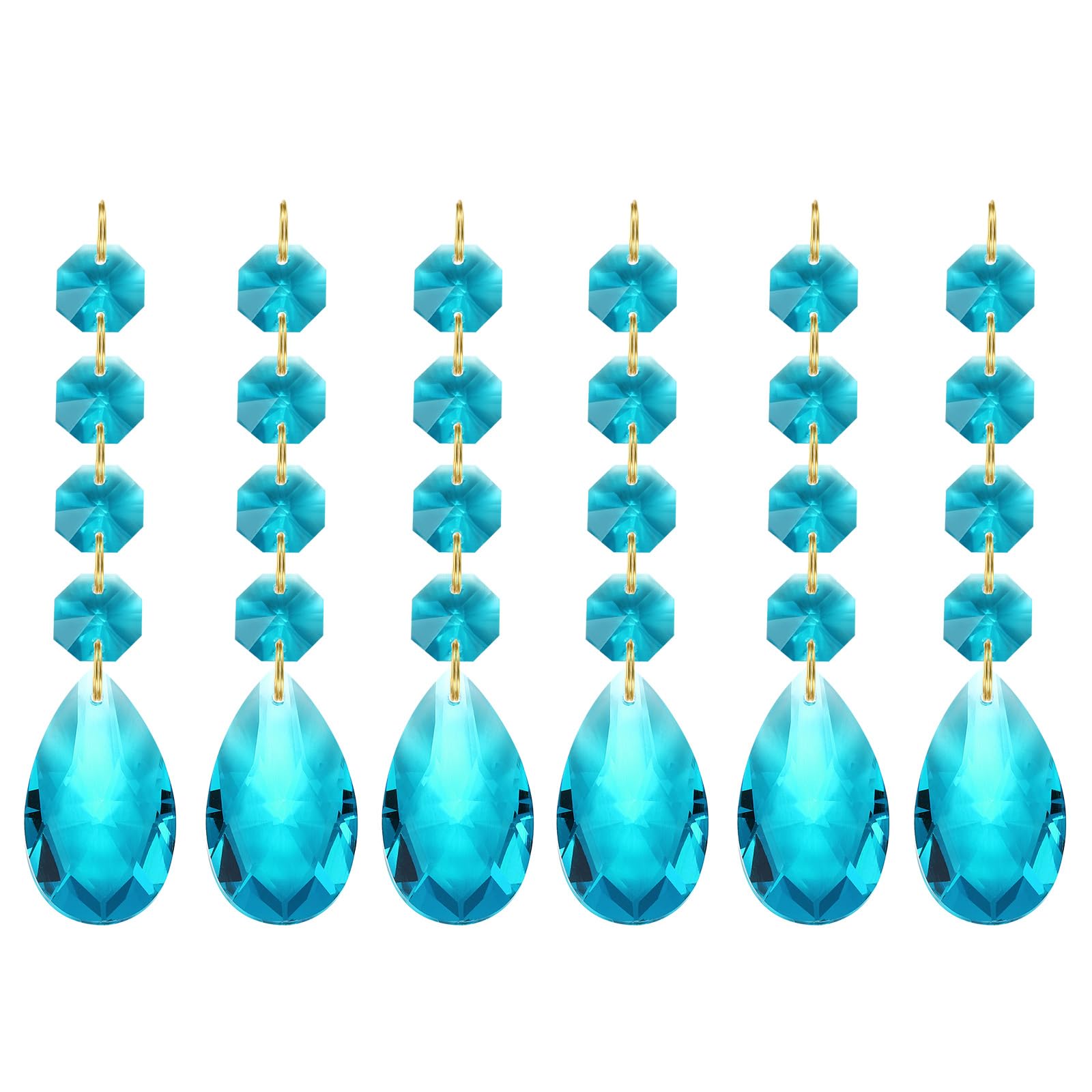 PATIKIL Teardrop Crystal Chandelier Pendants Beads, 6 Pack 120mm Length 38mm Chandelier Prisms Parts Ornaments Hanging Beads for DIY Arts Crafts Decoration, Navy Blue