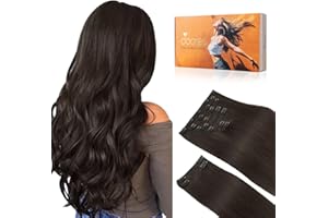 DOORES Clip in Hair Extensions Real Human Hair, Dark Brown 150g 9pcs 20 Inch, Clip in Extensions Real Natural Weft for Women Thick Silky Straight Weft