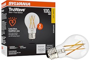 Sylvania LED TruWave Natural Series A19 Light Bulb, 100W Equivalent, Efficient 15W, 1600 Lumens, Medium Base, Dimmable, Clear
