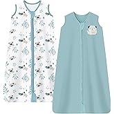 Chilsuessy Baby Sleep Sack 0-6 Months 0.5 TOG, 100% Cotton Baby Wearable Blanket with 2-Way Zipper, Infant Toddler Sleeping Sack for Newborn Boys and Girls, Blue & Puppy