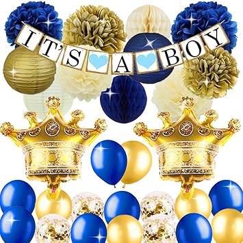 Kreatwow Royal Prince Baby Shower Decorations For Boy Crown Mylar