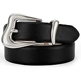 TRIWORKS Women Leather Belt with Gold Buckle Fashion Ladies Leather Waist Belt for Jeans Pants