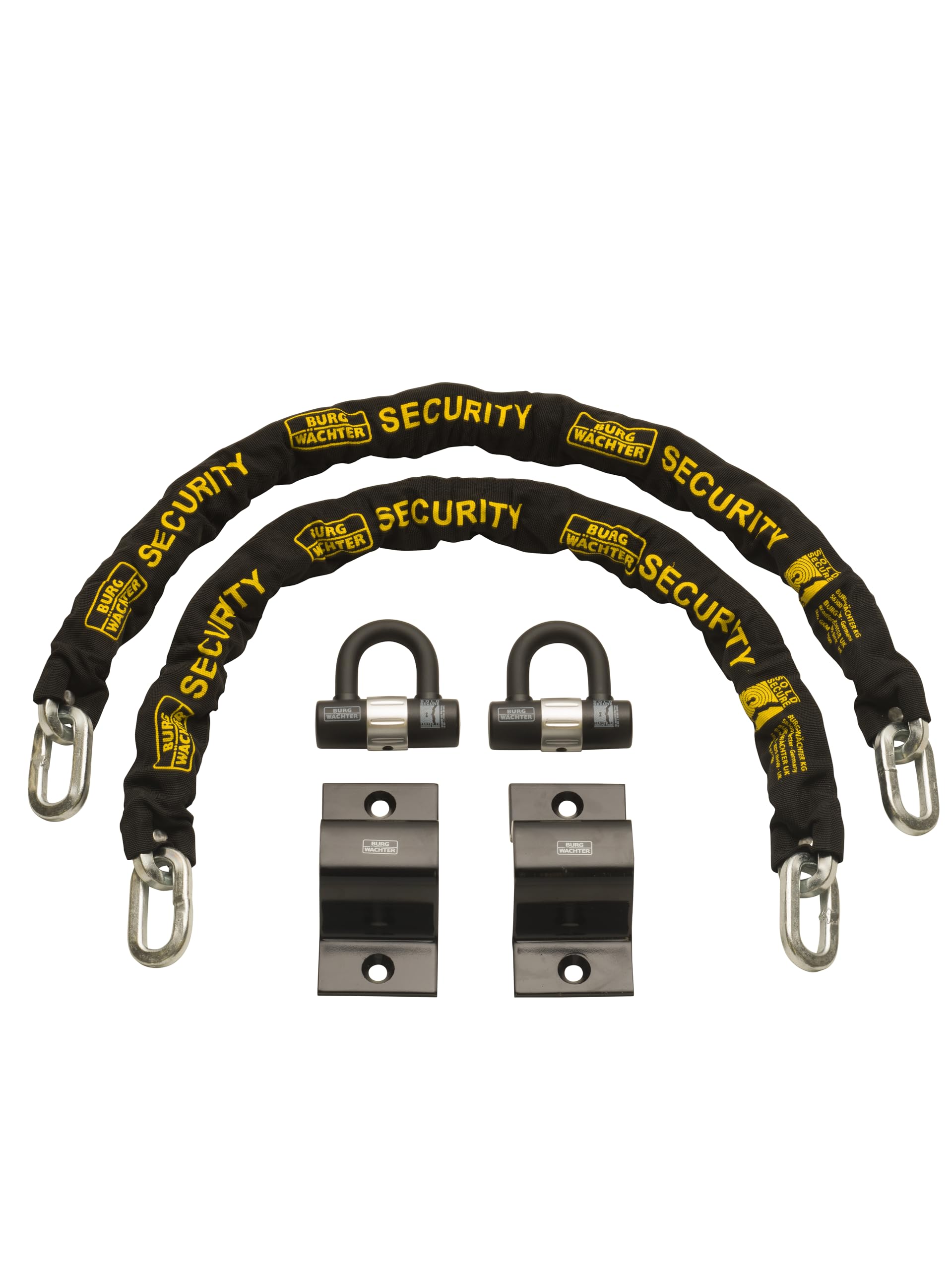 Burg-Wachter Sold Secure Diamond & Gold 12mm Keyed Alike Chain Lock & Ground Anchor Twin Pack, Black, 1M