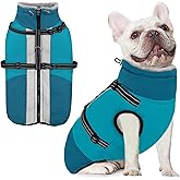 AOFITEE Dog Coat for Small Dogs, Warm Dog Winter Jacket with Harness Built in, Waterproof Small Winter Coat Dogs Reflective Cold Weather Coats for Chihuahua, Yorkshire, Turquoise XS