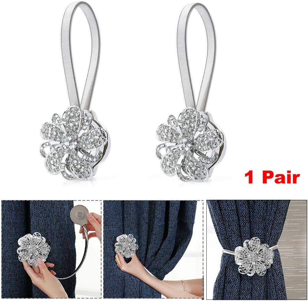 2pcs Elastic Curtain Clips Strong Magnetic Holder Adjustable Spring Strap Tie Band Decorative Holdback Home Decor