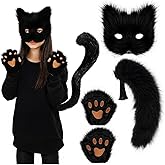 Zosebffej Fox Mask Wolf Fox Tail Cat Cosplay Set: Furry Mask + Paw Gloves + Tail, Ideal for Halloween & Themed Parties