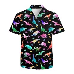 Colourful Dinosaur Mens Funny Hawaiian Shirts 3D