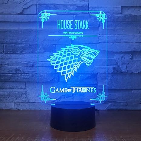 Qaq Starry Skyhaus Stark Game Of Thrones Wolf Acryl Illusion 3D Led Lampe 7 Farben Ändern Usb Touch Schreibtischlampe Kinder 