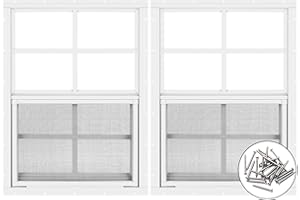 2 Pack Shed Window 18" W x 23" H, White Flush Mount Window with Tempered Glass and Removable Screen for Playhouses, Sheds, Ga