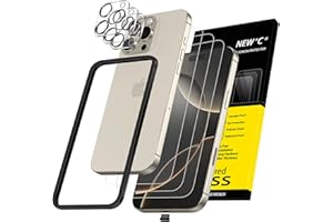 NEW'C 3x Screen Protector for iPhone 16 Pro (6.3 inches)+ 3x Camera Lens Protector, Sensor Protection, Case Friendly Tempered