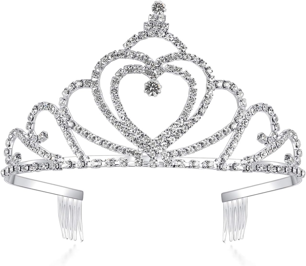 Lovelyshop Grand Pearl Studded Rhinestone Bridal Tiara with Comb Birthday Pageant Princess Crown
