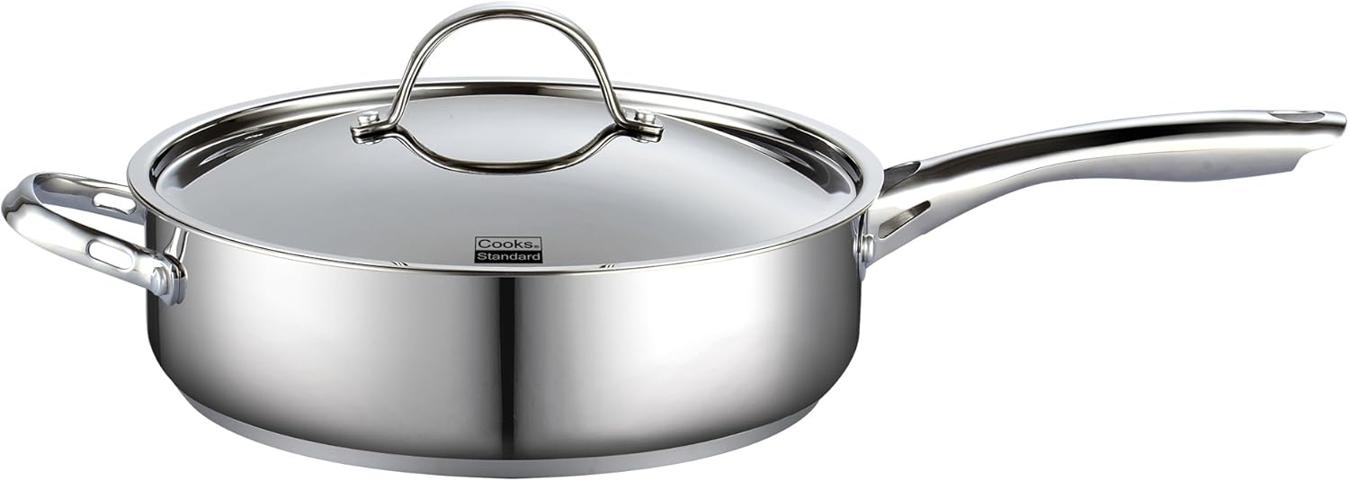 Cooks Standard Classic Stainless Steel Deep Lid 5 Quart/11-Inch Saute Pan, 5 Quart, Silver: Kitchen & Dining
