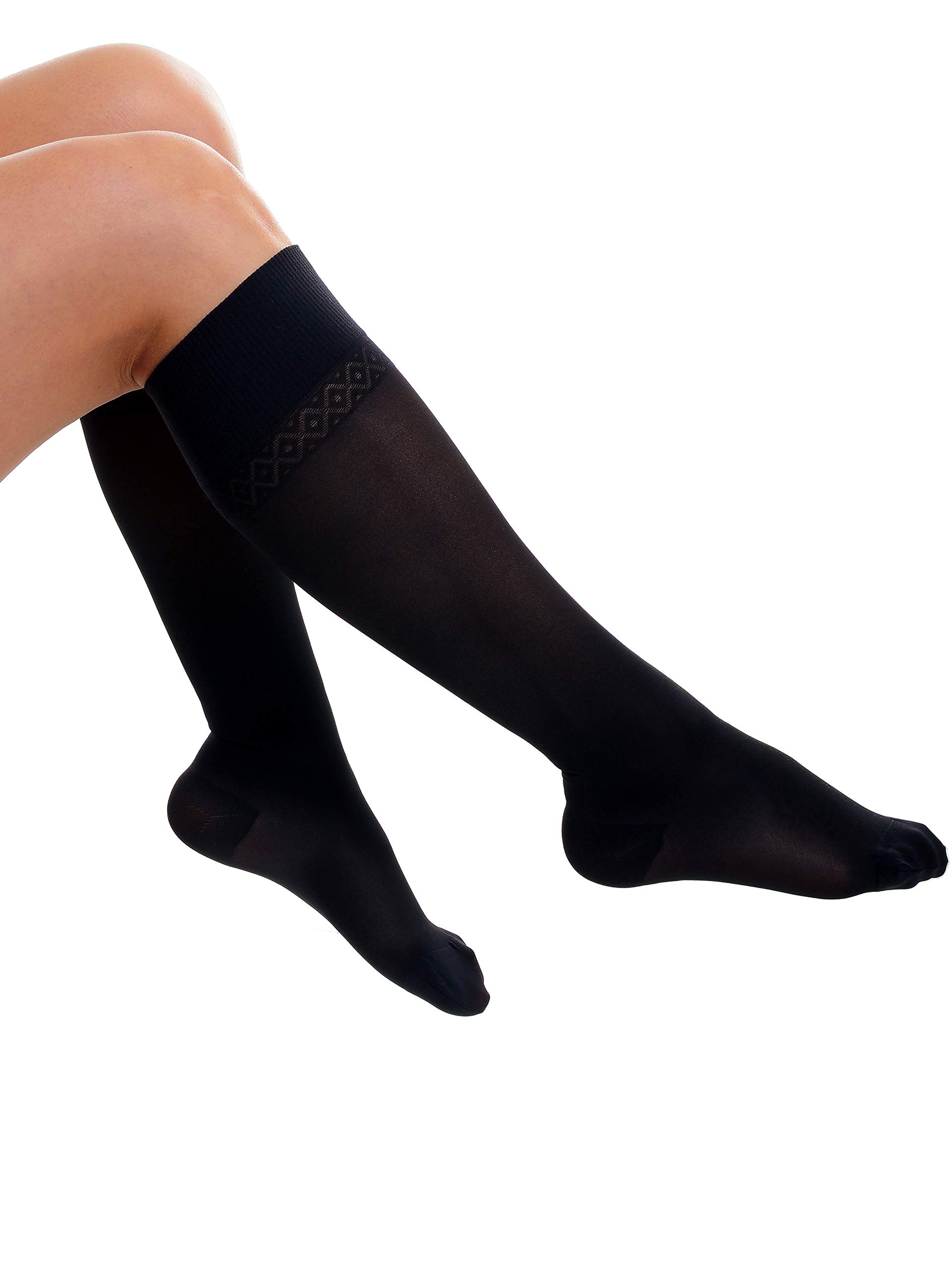 Divertd Compression Stockings for Women 70 Den 8-15 mmHg (Black, Large/XLarge)