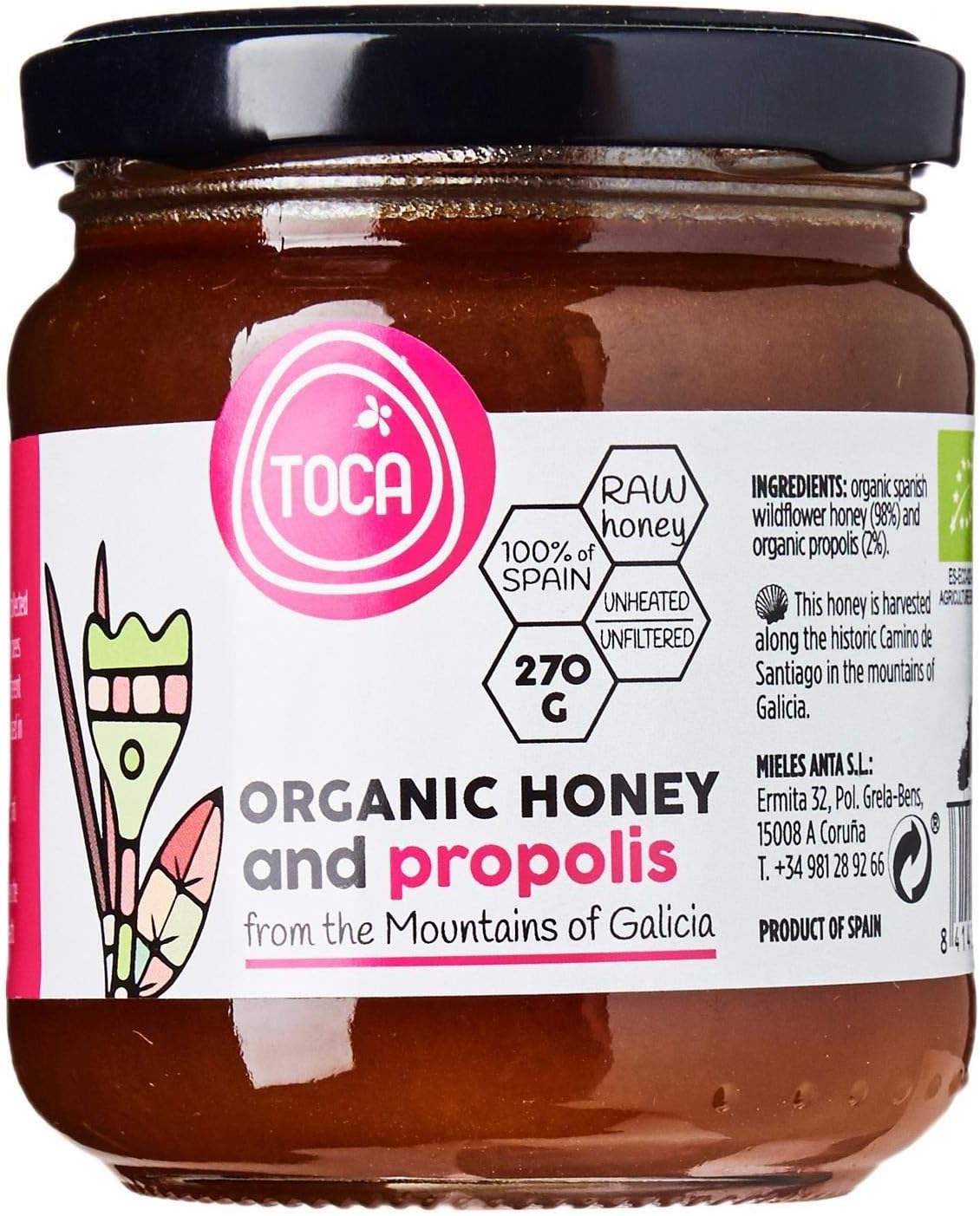 Toca Honey | Raw Organic Honey + Propolis | 6 x 270g (UK)