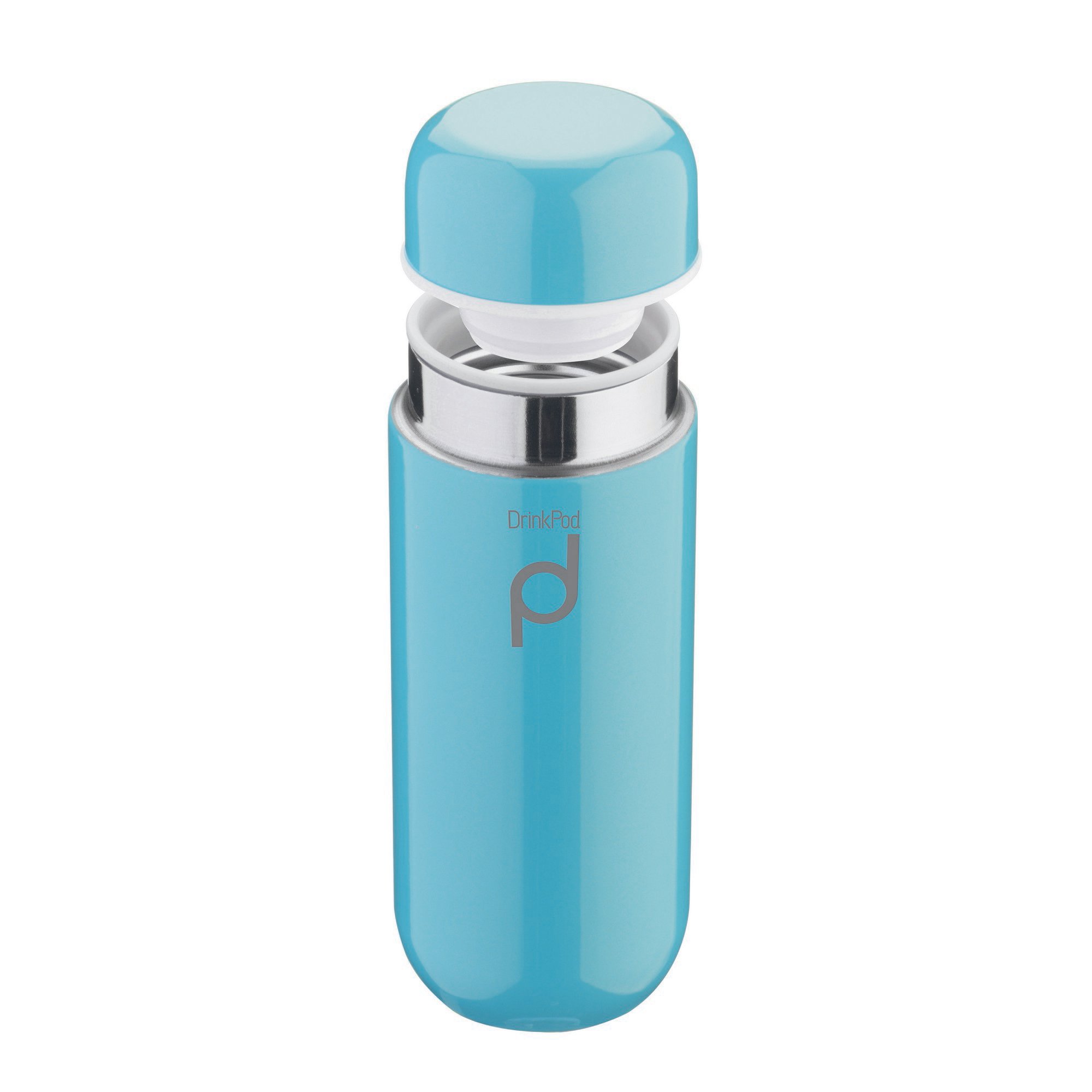Drink Pod Vacuum Insulated Flask, Stainless Steel, Blue, 200ml