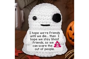 BELATELOVE Halloween Crochet Ghost Plush for Men & Women — Cute Handmade Spooky Crochet Plush, Emotional Inspirational Support Home Decor Gifts for Girlfriend, Boyfriend, Bestie, Friends, Christmas